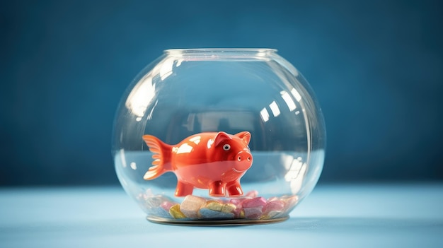 A fish in a fish bowl with a fish in it.