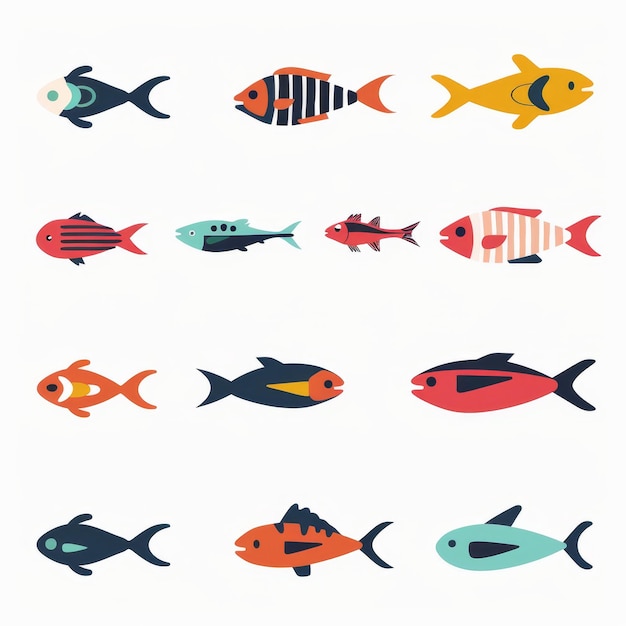 Photo fish flat icon mackerel shape minimal fishing symbol tuna silhouette salmon sign color fish