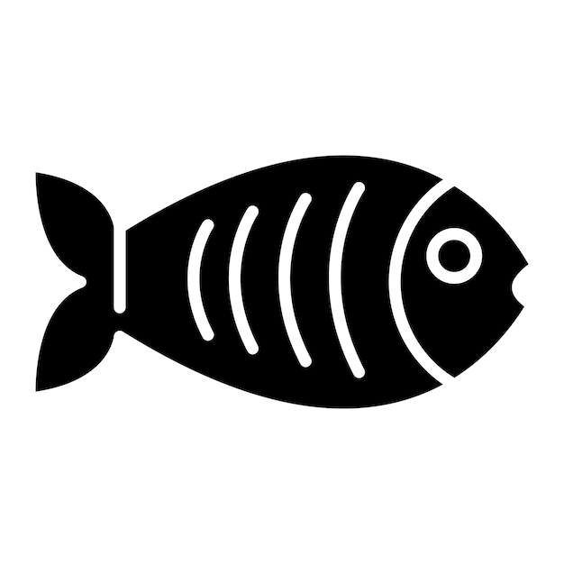 Fish Glyph Solid Black Illustration