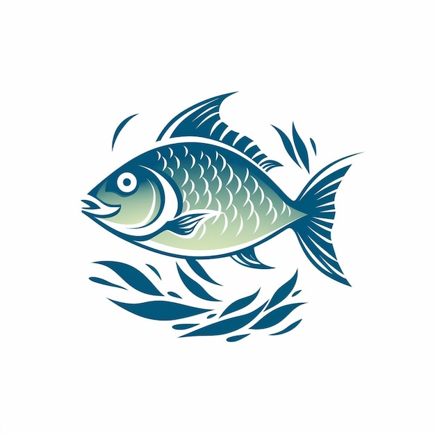 Fish on the grass logo design