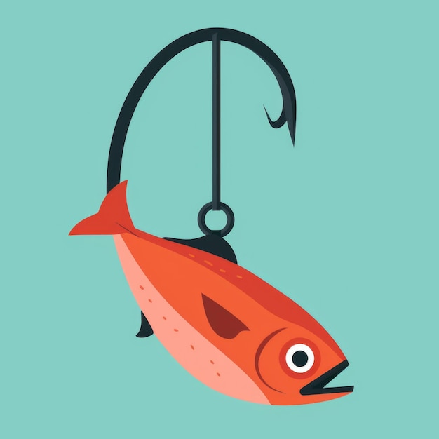 Photo a fish hanging from a hook suitable for fishing or seafood concepts