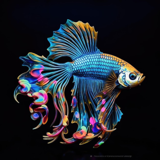 a fish head with a colorful design on it