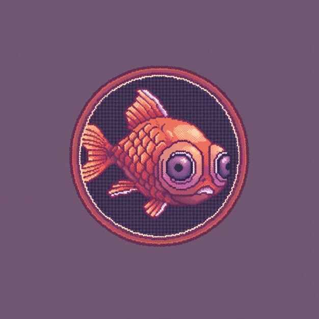 A fish is on a purple background