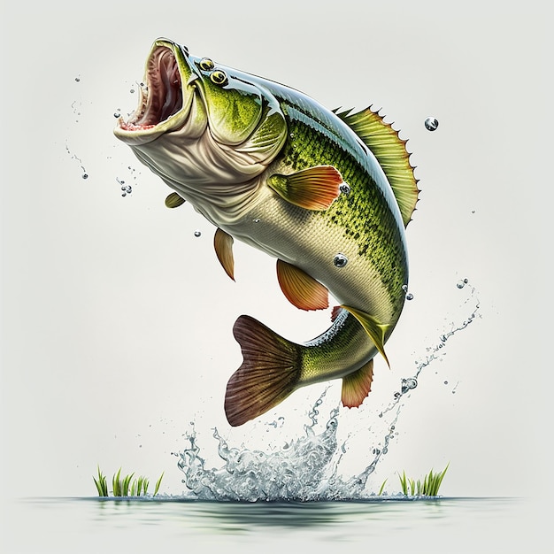 A fish jumping out of the water with the mouth open