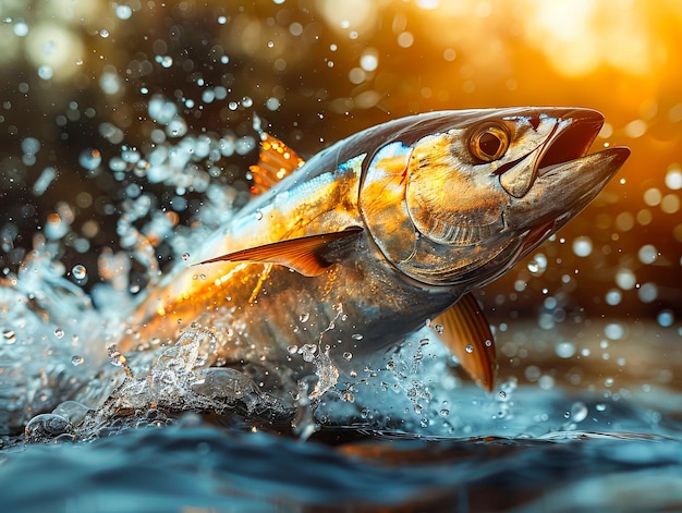 A fish jumping out of the water