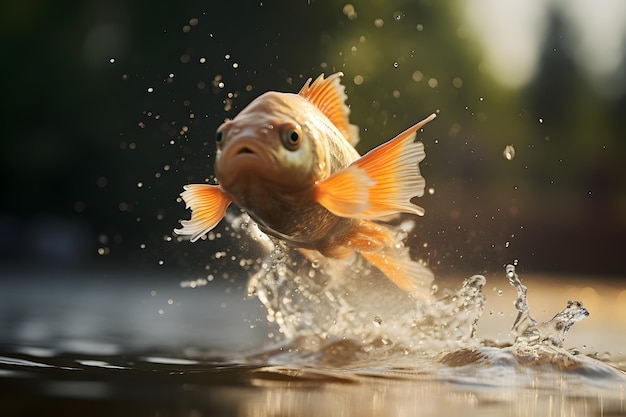 Foto un pesce che salta fuori dall'acqua