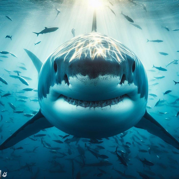 Фото Рыба-убийца животное великая белая акула символ икона эмоджи логотип иллюстрация знак эмотикон