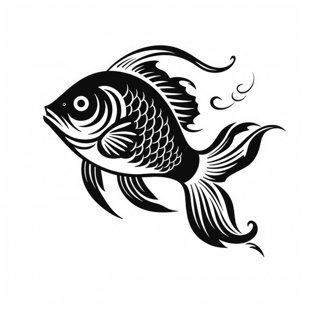 Foto logo del pesce in bianco e nero generato da ai immagine