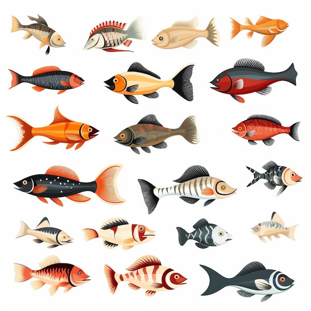 Fish Logos Collection Set Of Isolated Logos On White Background