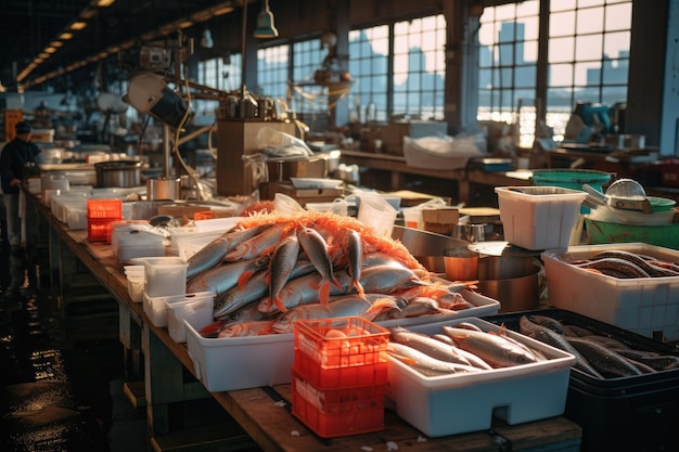 fish market in the port of tokyo generative ai