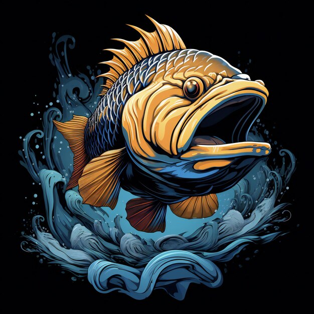 Photo fish mascot for tshirt design