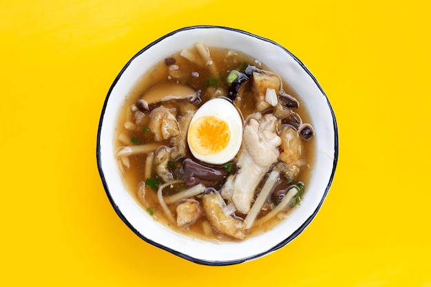 Fish maw soup on white background