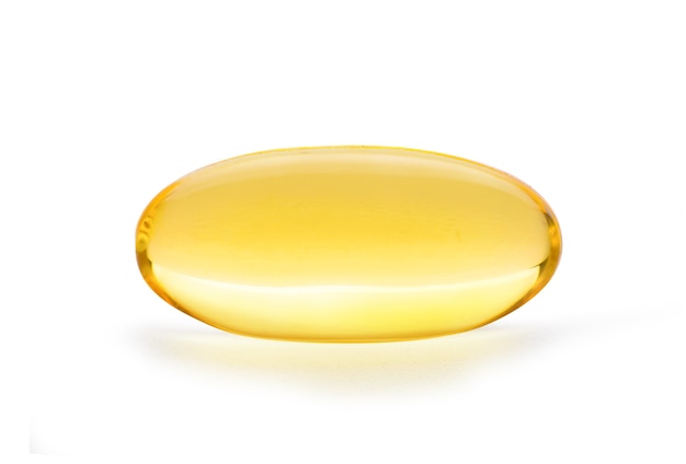 Fish oil capsule isolated on white