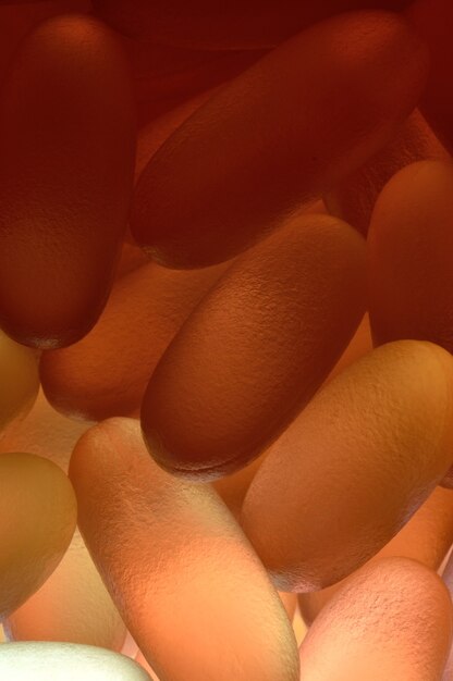 Fish oil capsules illuminated from below. close-up.