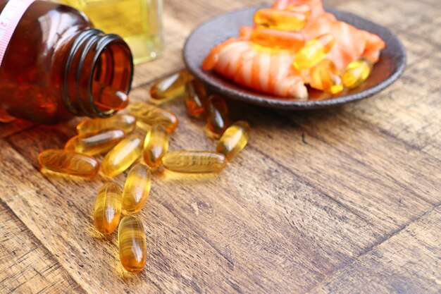 fish oil capsules with fresh fish