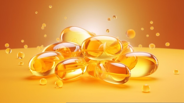 A fish oil gel capsules with vitamin D and omega3 AI generated