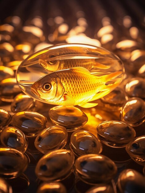 Photo fish oil pills and fresh fish on light background