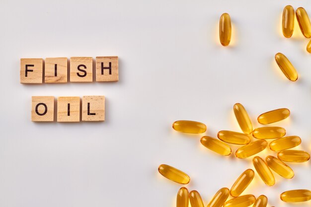 Photo fish oil wooden blocks.