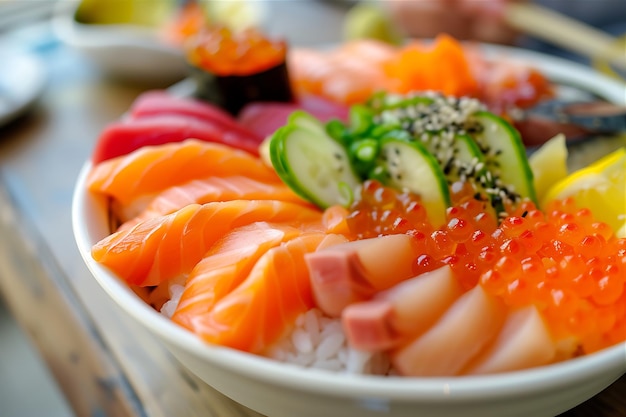 Photo fish rice and sushi selection