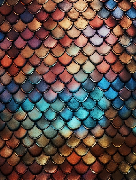 Fish Scale Creative Abstract Texture Wallpaper Photorealistic Digital Art Decoration Abstract Realistic Surface Vertical Background Ai Generated Vibrant Pattern