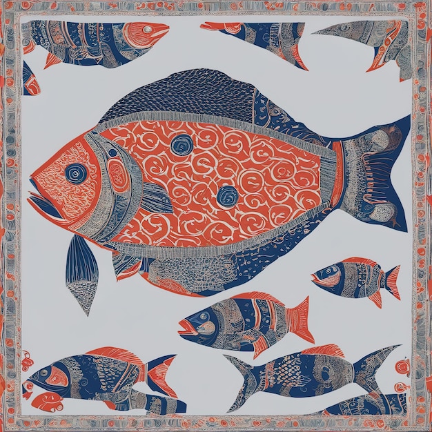 Морская рыба морская рыба море рыба морской рыба водная краска бесшовный рисунок рыбы