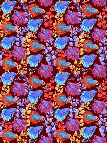 Premium Photo | Fish seamless print fighting fish neons aquatic plants on burgundy background watercolor illustr Premium Photo | Fish seamless print fighting fish neons aquatic plants on burgundy background watercolor illustr