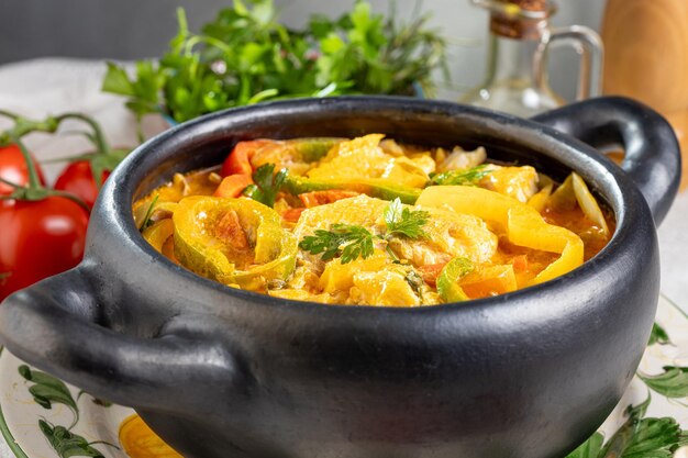 Fish stew traditional dish in brazil moqueca baiana de peixe