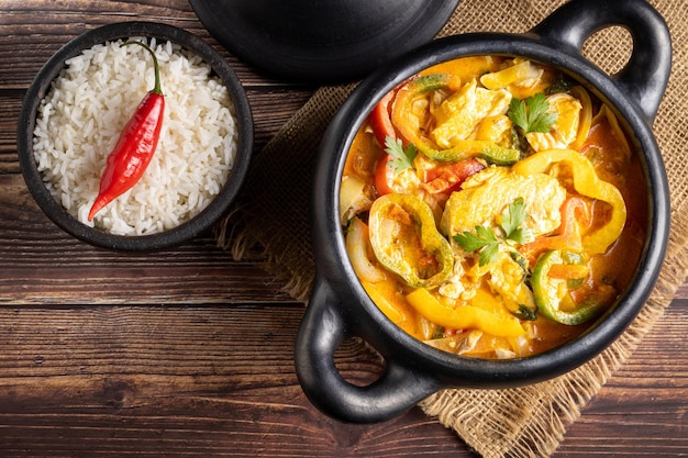 물고기 김 브라질의 전통 요리 Moqueca Baiana de Peixe