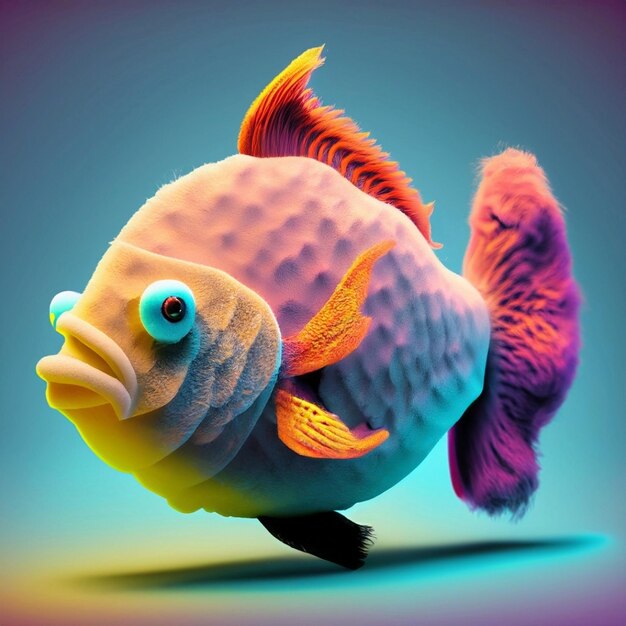 魚の様式化された 3D CGI アイコン オブジェクト