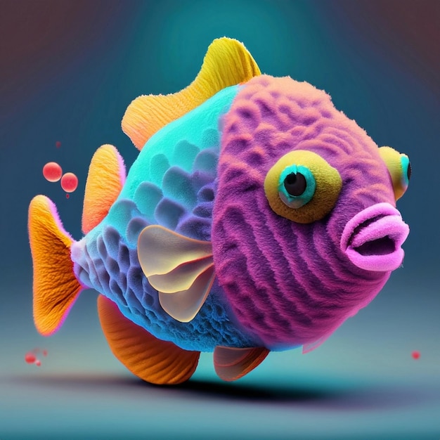 Fish stylized 3d CGI icon object