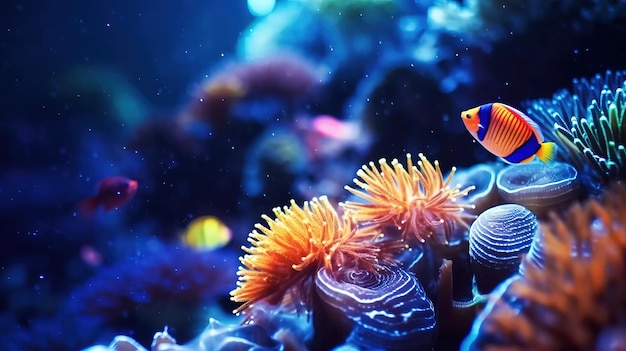 A fish swimming in a coral reef Generative AI Art