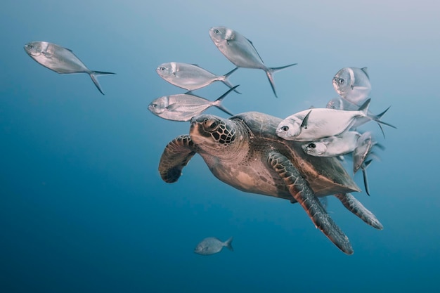 Fish swimming in sea