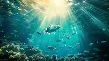 Photo fish swimming undersea nature scene ai generative