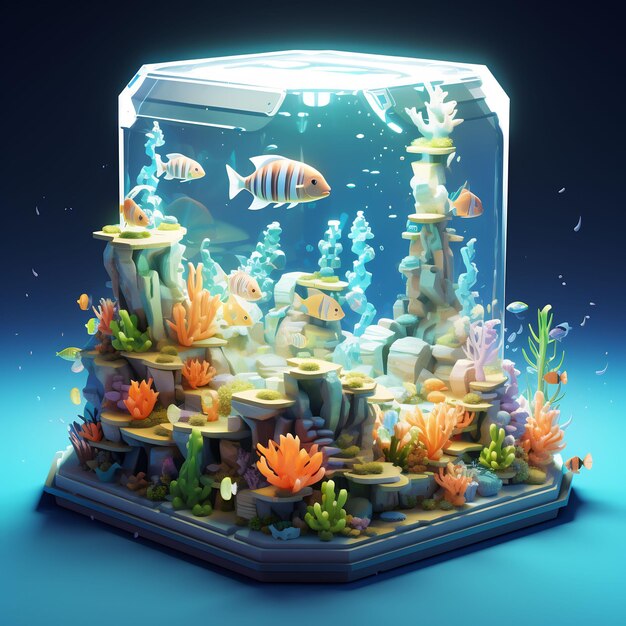 a fish tank with a fish in it and the bottom half of it