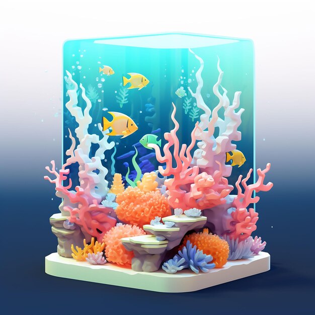 a fish tank with a fish in it and the water below it.