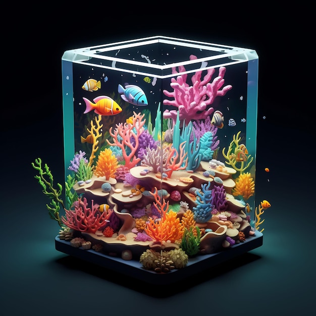 a fish tank with the name of the sea on it