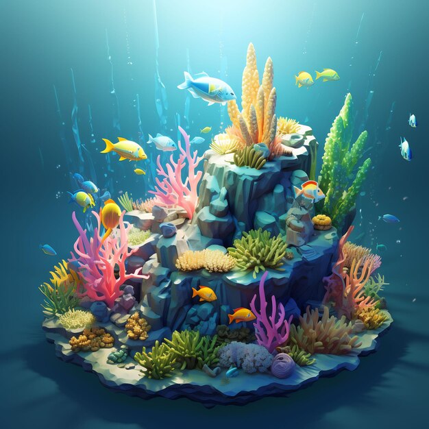 a fish tank with the ocean and the ocean in the background.