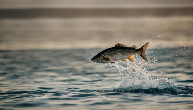 Photo a fish that has caught in the water