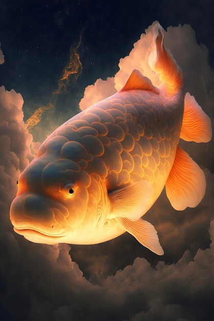 Photo fish that is floating in the air generative ai