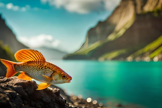 a fish that is sitting on a rock