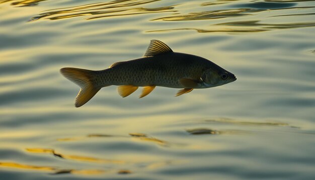 Photo a fish that is in the water with the reflection of the sun in the water