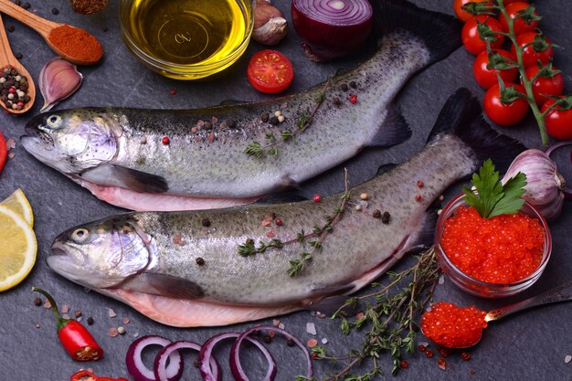 Fish trout with spices and lemon