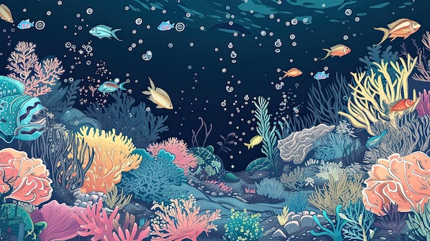 Рыба под водой Абстрактные руины каменные царапины водоросли кораллы морские аквариумы рыболовные чешуи река океан озеро рыболовная палка еда плавник икра крейсер карп жабры сгенерированы ИИ