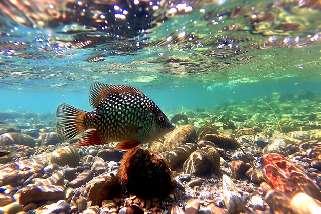 Fish under water fishing