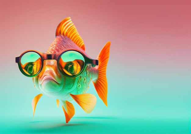 Photo a fish wearing glasses that say'fish'on it