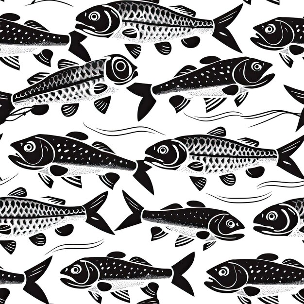 рыба на белом фоне с черно-белыми линиями