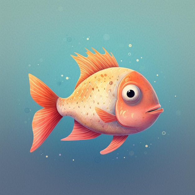 a fish with a big eye and eyes is swimming in the water.