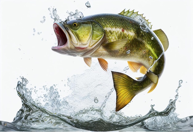 Photo a fish with a big mouth and a big mouth is jumping out of the water.