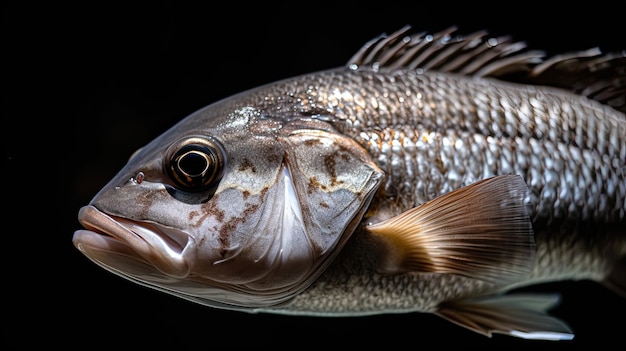 A fish with a black background