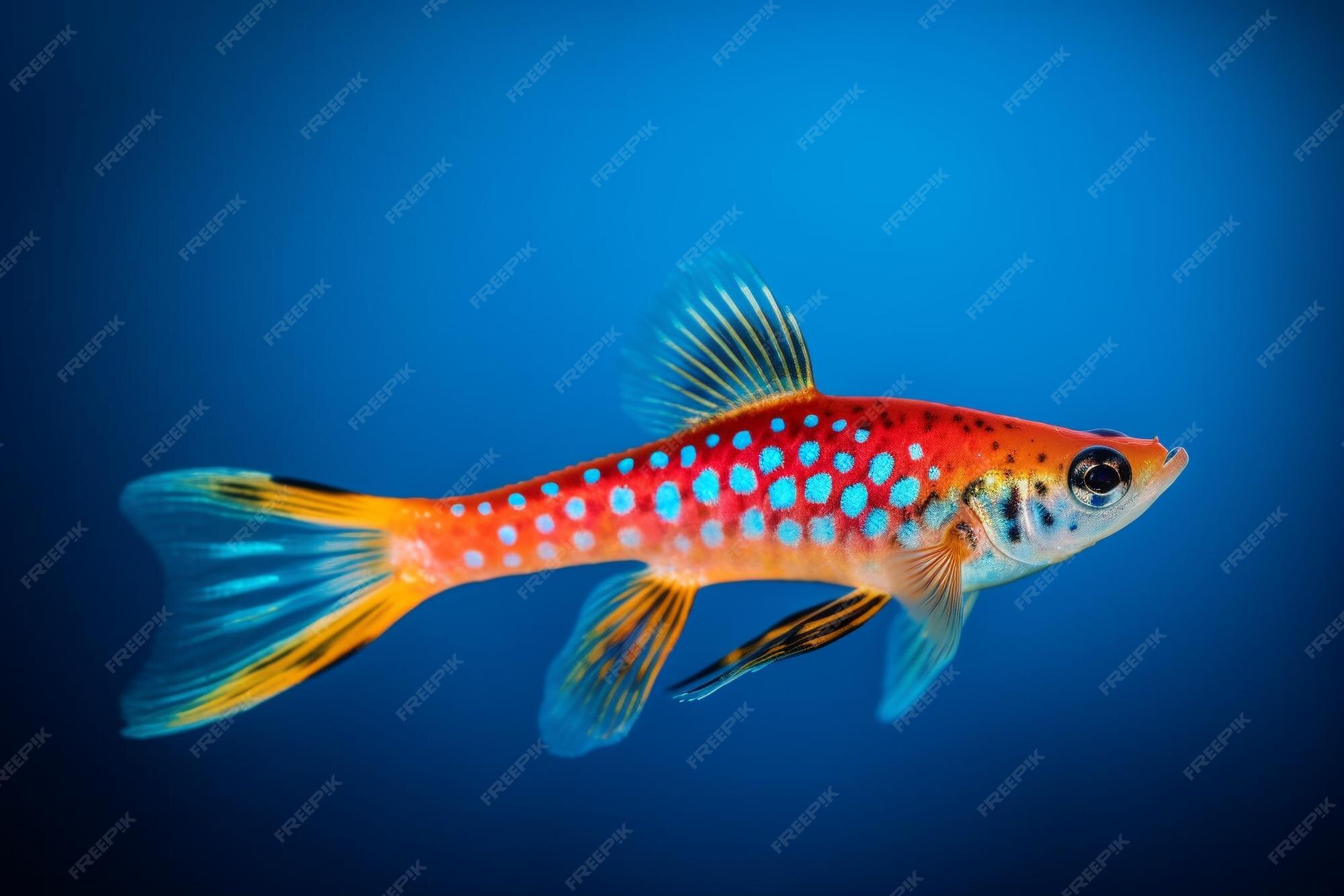 Premium AI Image | A fish with a black eye and a red and blue spots.
